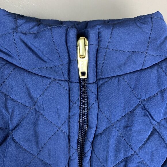 Old Navy Quilted Vest Blue Zip Gold Bow Equestrian Fall Puffer Girls 3-6 Months - Picture 5 of 11